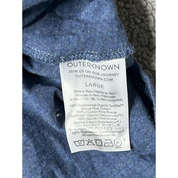 Outerknown Shirt Womens L Blue Sojourn Tee T-Shirt Pocket Pima Cotton Organic - Picture 7 of 10